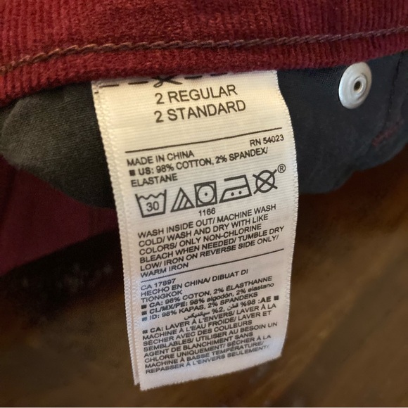 Cranberry Red Corduroy Jeans Size 2 - Picture 8 of 8